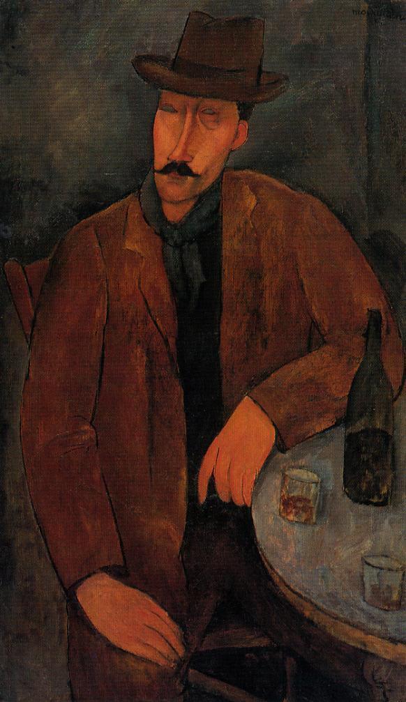 Man with a Glass of Wine - Amedeo Modigliani Paintings